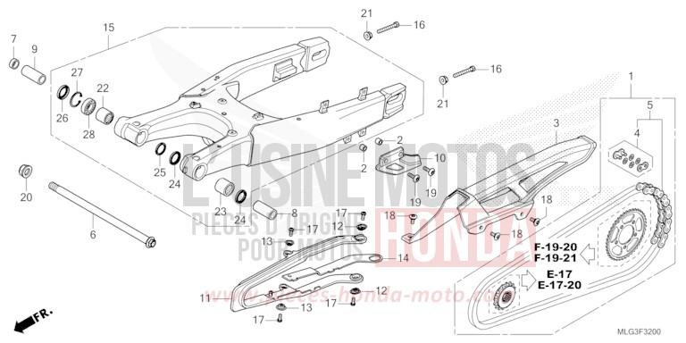 BRAS OSCILLANT de Africa Twin DCT PEARL GLARE WHITE (NHB53H) 2022